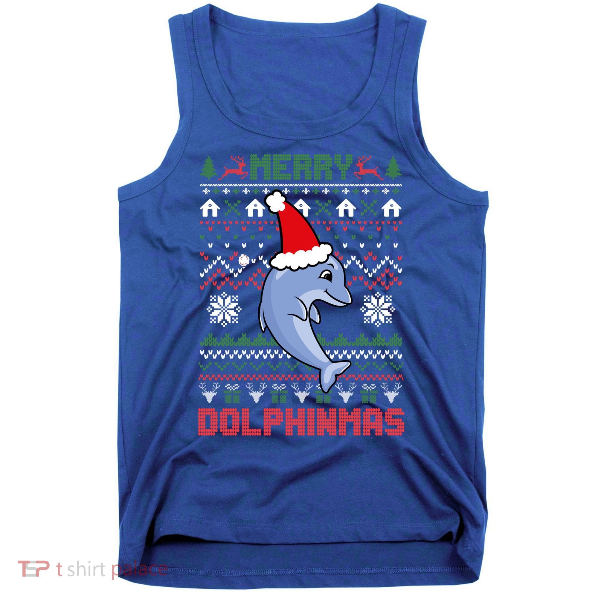 Funny Merry Dolphintmas Ugly Christmas Sweater Dolphin Santa Gift Tank Top
