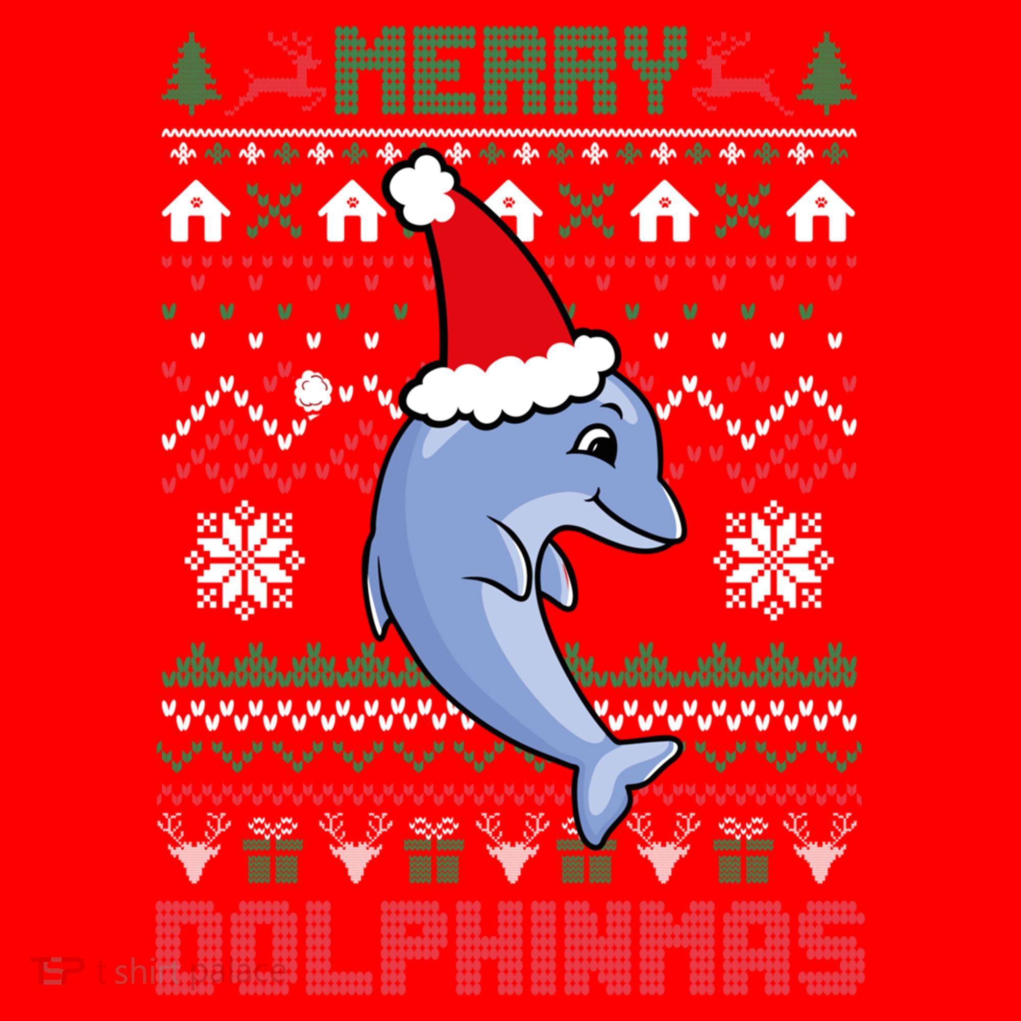 Funny Merry Dolphintmas Ugly Christmas Sweater Dolphin Santa Gift Santa Hat