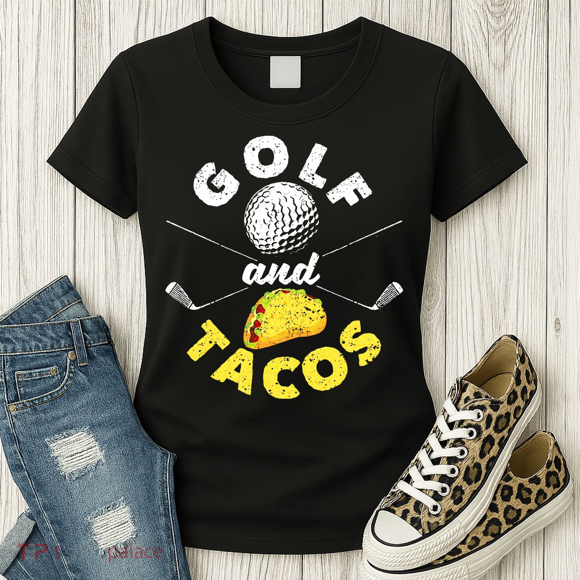 Funny Mexican Dish Favorite Sport Golfer Golf And Tacos Women's T-Shirt