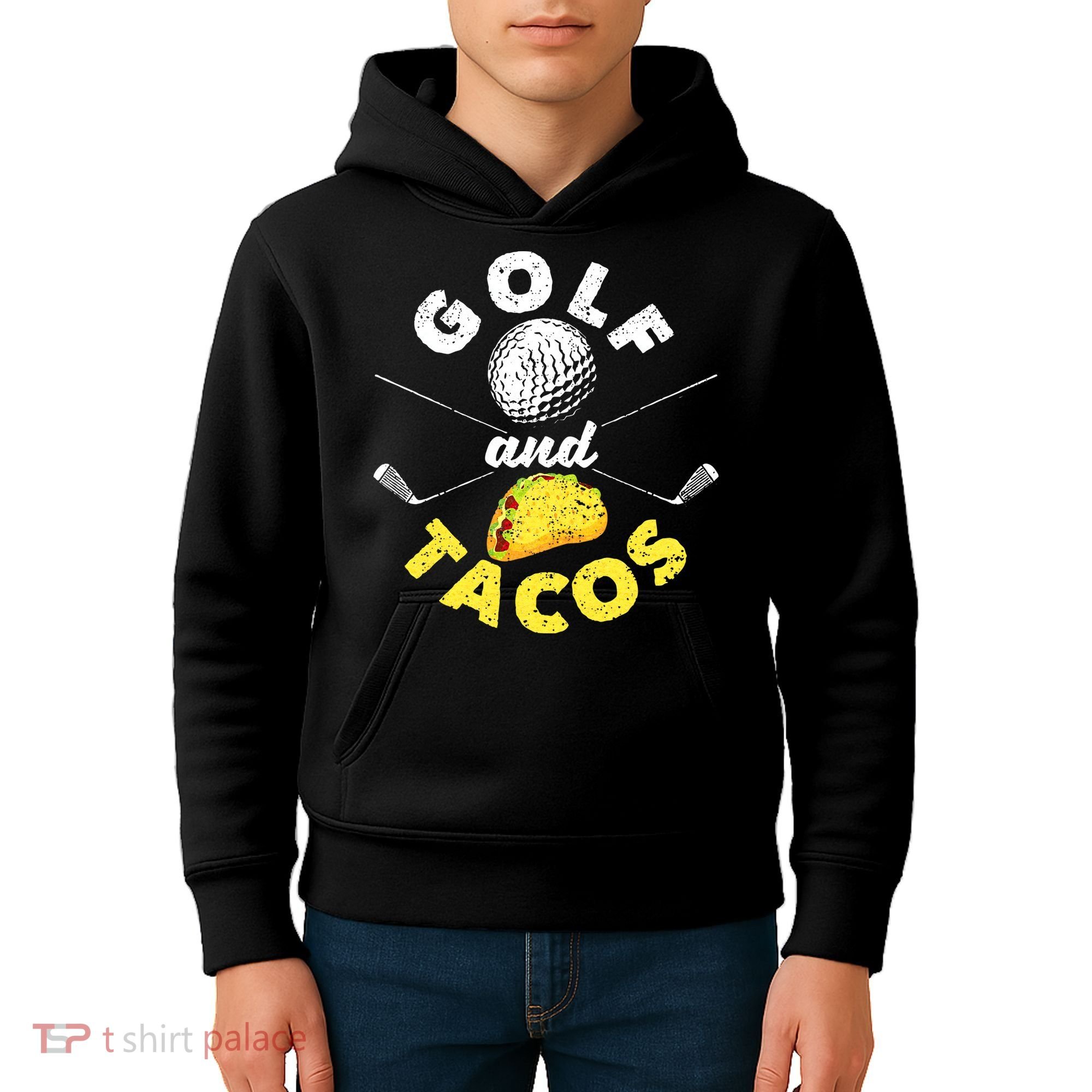 Funny Mexican Dish Favorite Sport Golfer Golf And Tacos Kids Hoodie