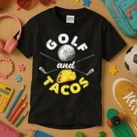 Funny Mexican Dish Favorite Sport Golfer Golf And Tacos Kids T-Shirt thumb 3