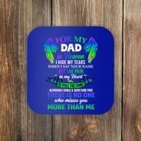 For My Dad In Heaven Touching Tribute For Passed Away Father Gift Coaster thumb 0