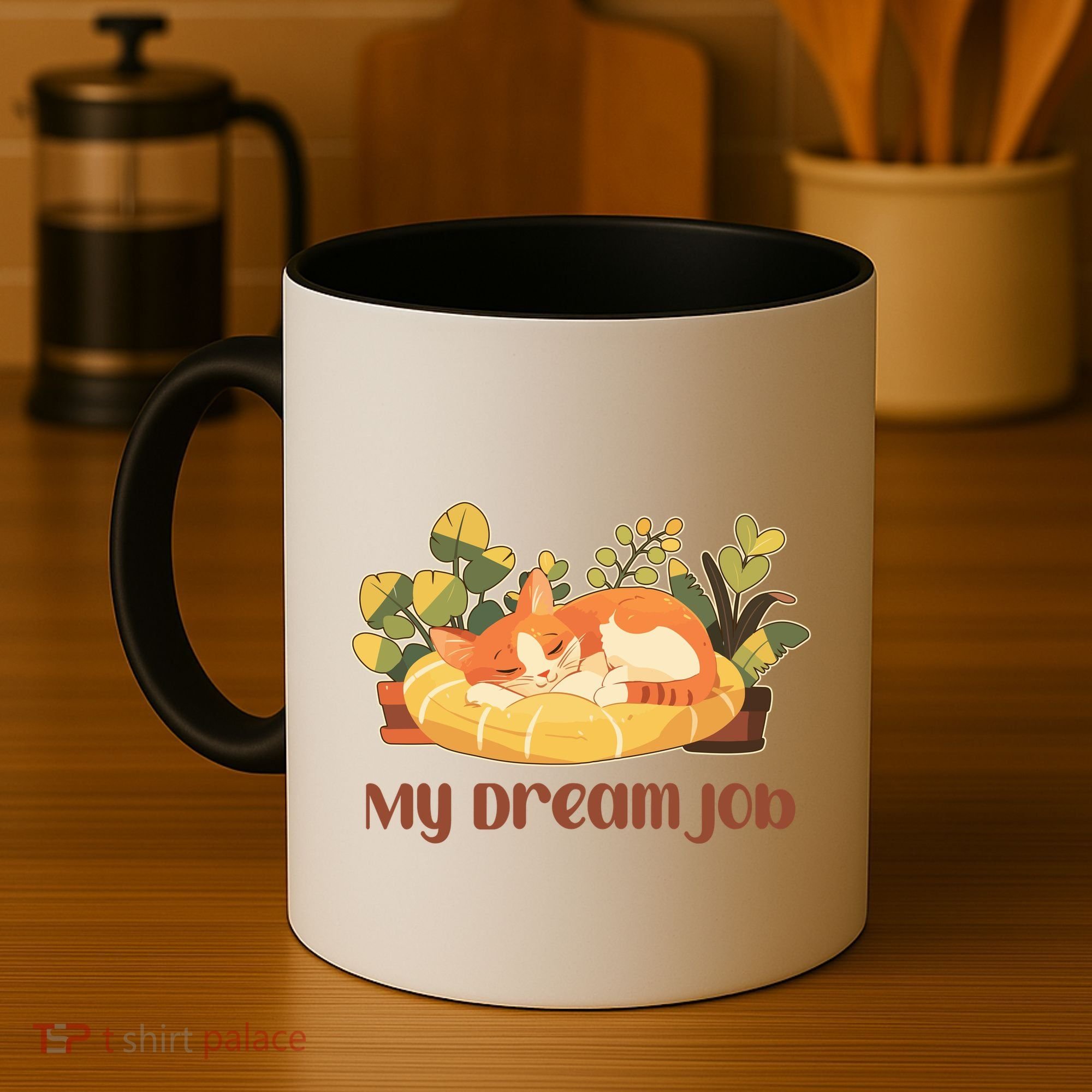 Funny My Dream Job Sleeping Cat Coffee Mug