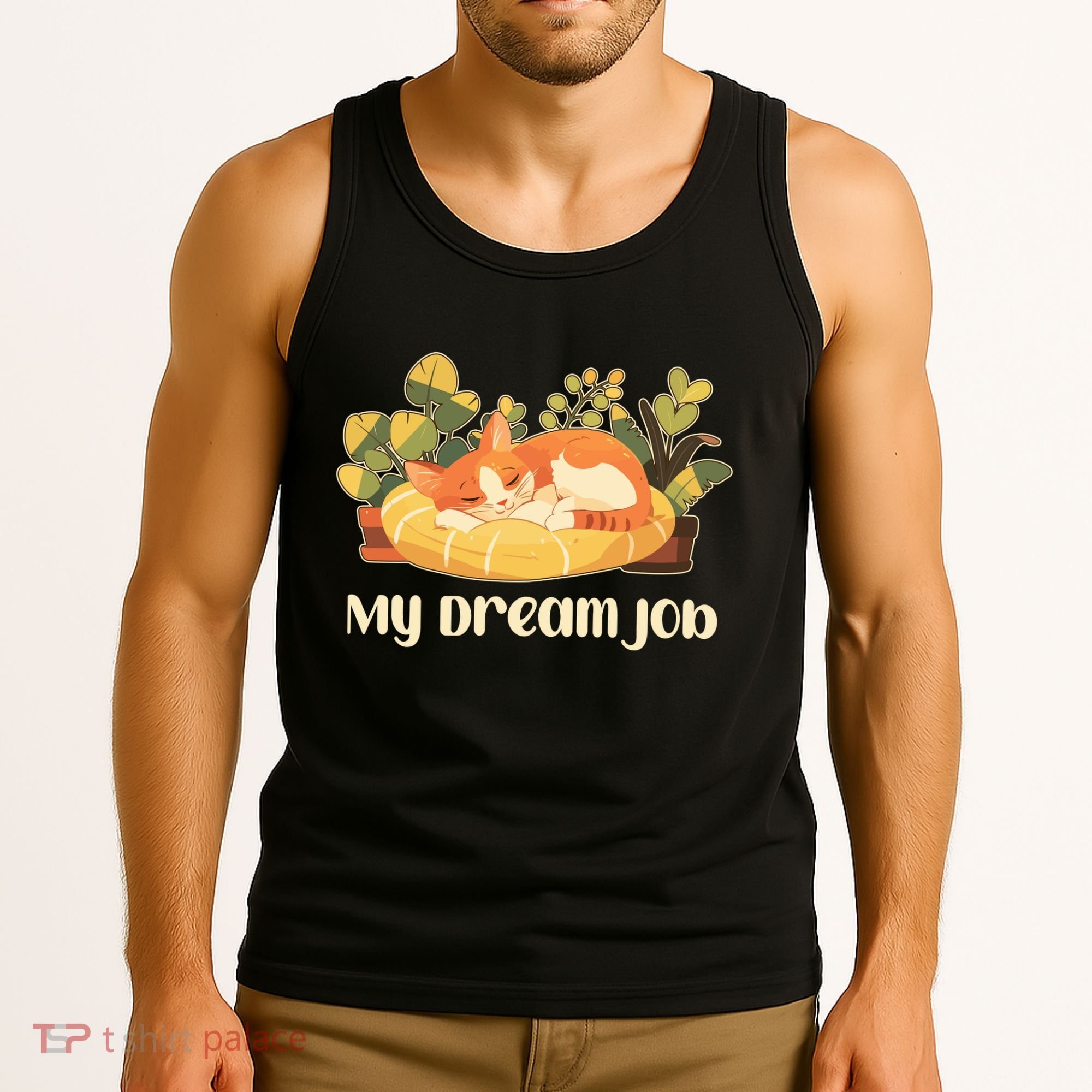 Funny My Dream Job Sleeping Cat Tank Top