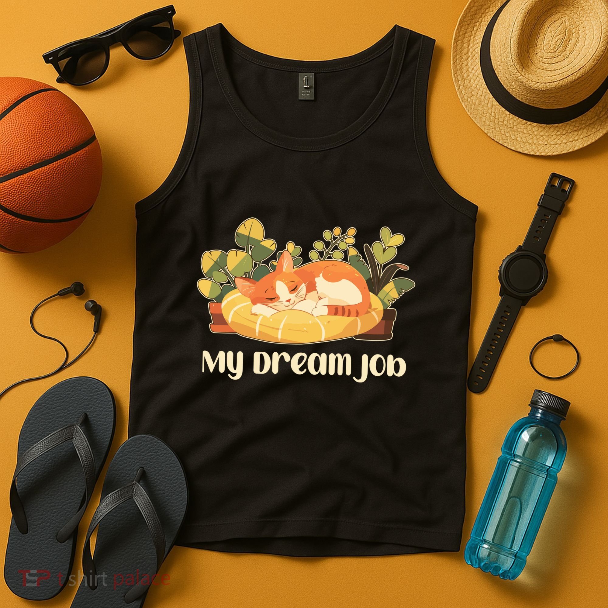 Funny My Dream Job Sleeping Cat Tank Top