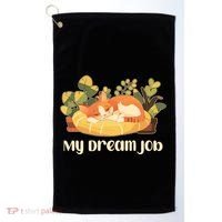 Funny My Dream Job Sleeping Cat Golf Towel thumb 0