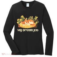 Funny My Dream Job Sleeping Cat Women's Long Sleeve Shirt thumb 0