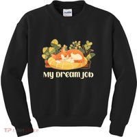 Funny My Dream Job Sleeping Cat Kids Sweatshirt thumb 0