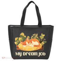 Funny My Dream Job Sleeping Cat Tote Bag thumb 0