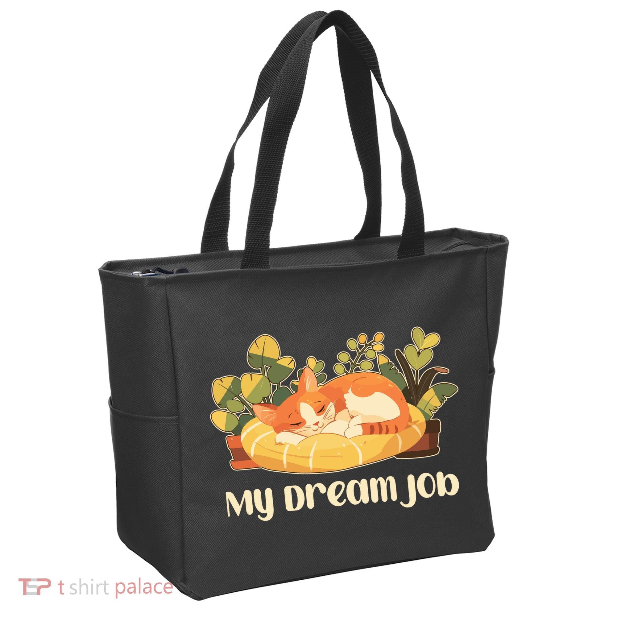 Funny My Dream Job Sleeping Cat Tote Bag