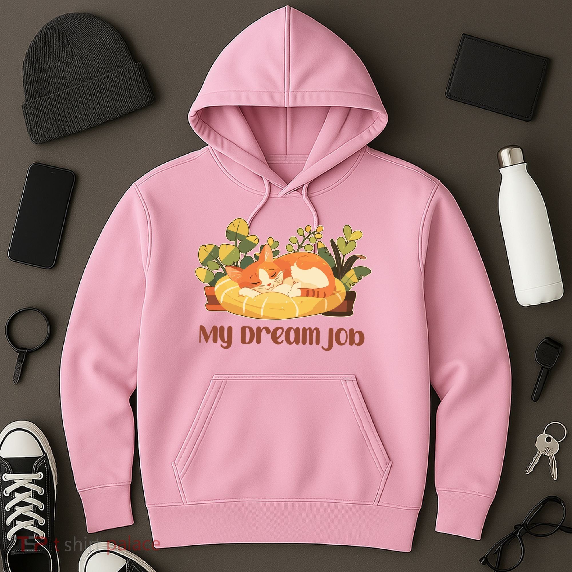 Funny My Dream Job Sleeping Cat Hoodie