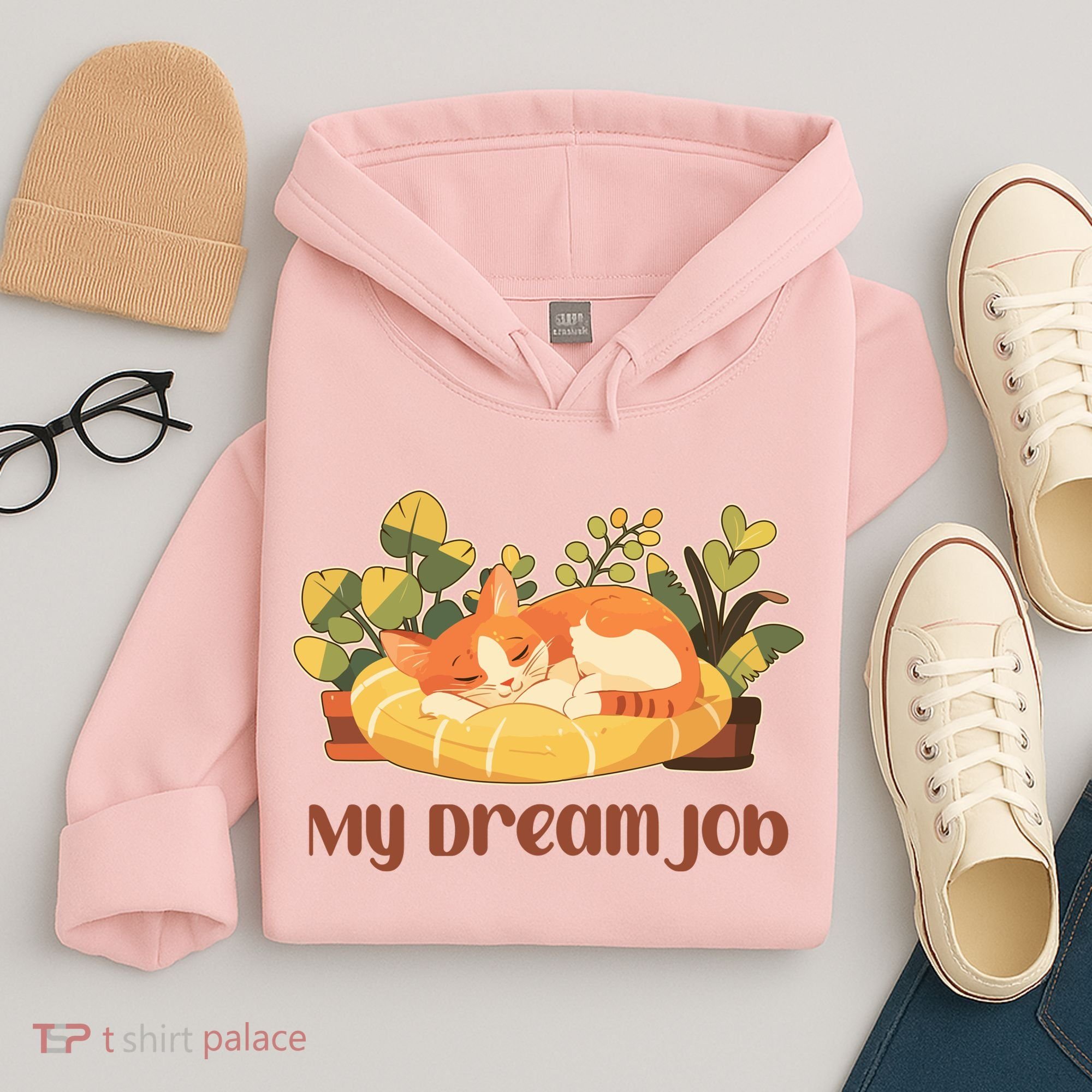Funny My Dream Job Sleeping Cat Hoodie