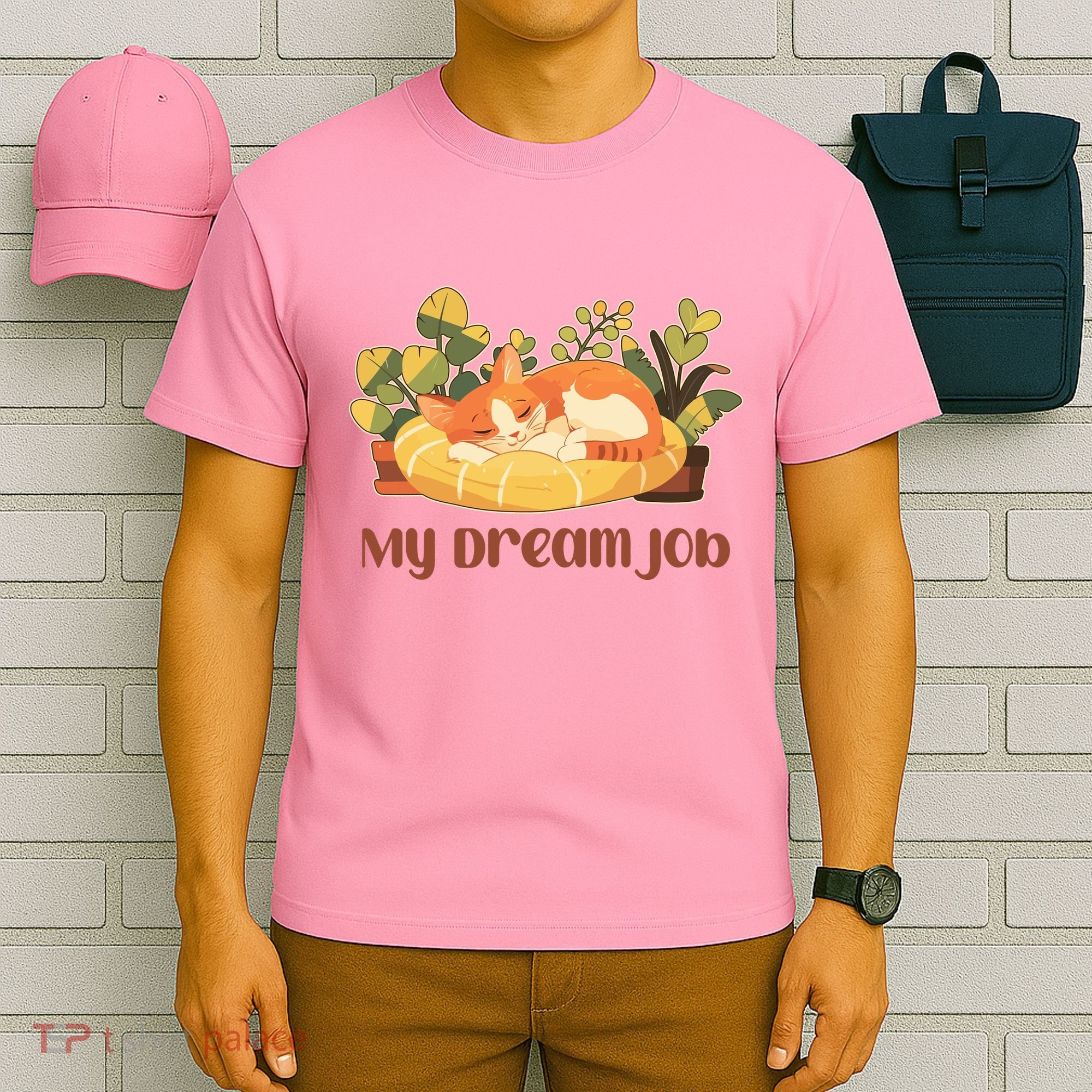 Funny My Dream Job Sleeping Cat T-Shirt