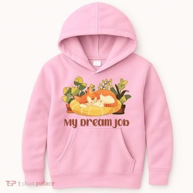 Funny My Dream Job Sleeping Cat Kids Hoodie