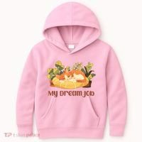 Funny My Dream Job Sleeping Cat Kids Hoodie thumb 0