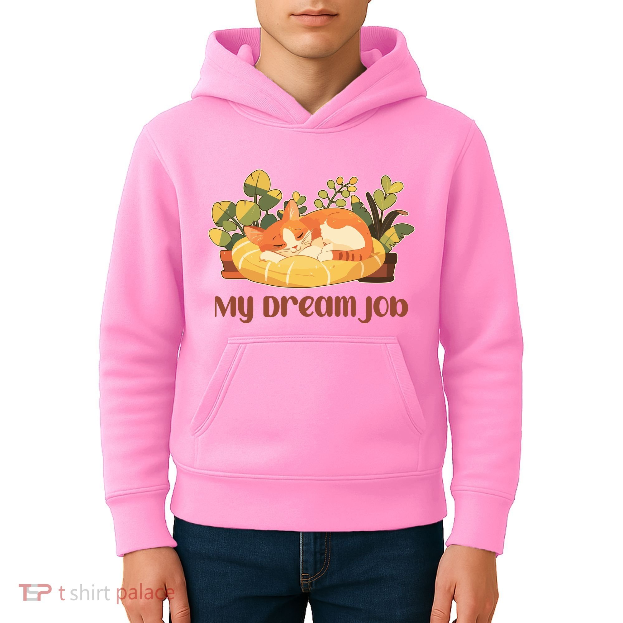 Funny My Dream Job Sleeping Cat Kids Hoodie