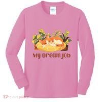 Funny My Dream Job Sleeping Cat Kids Long Sleeve Shirt thumb 0