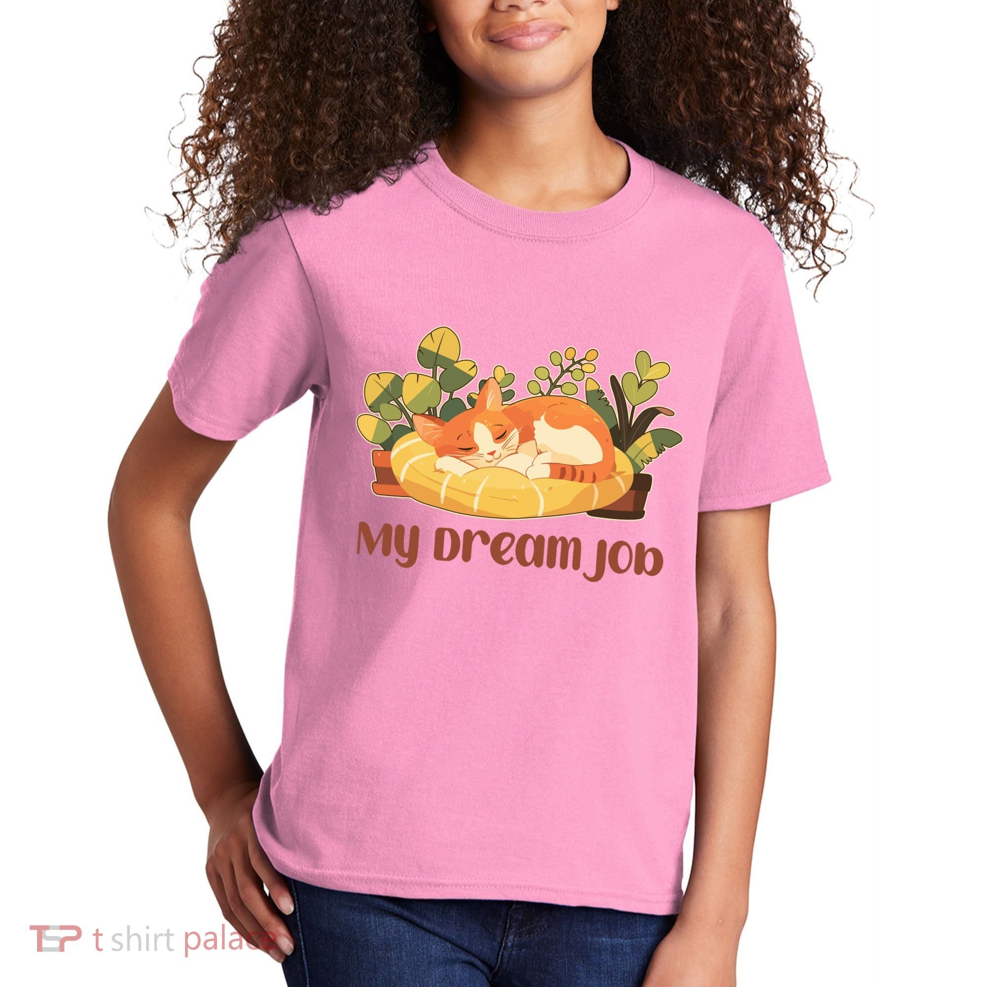 Funny My Dream Job Sleeping Cat Kids T-Shirt