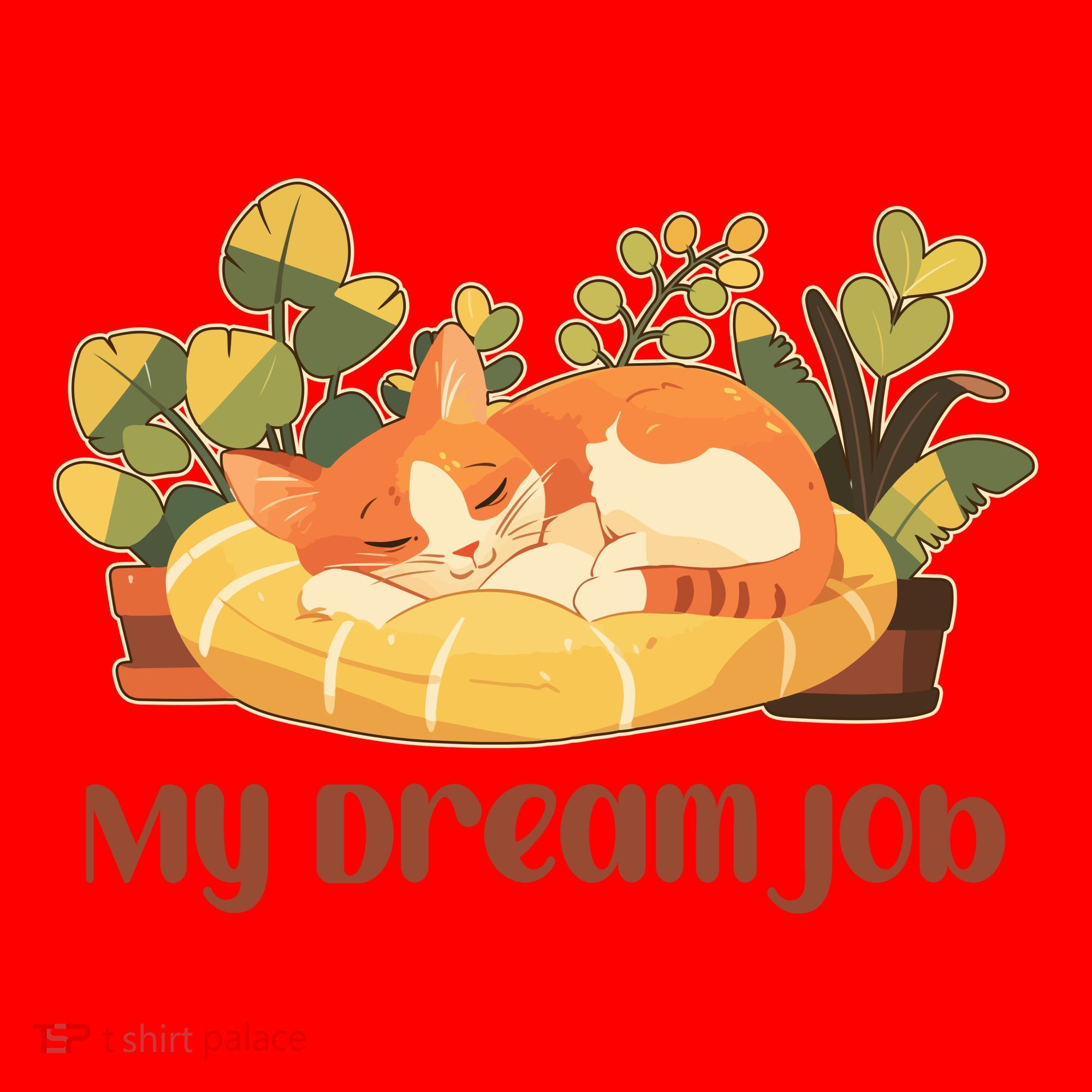 Funny My Dream Job Sleeping Cat Santa Hat