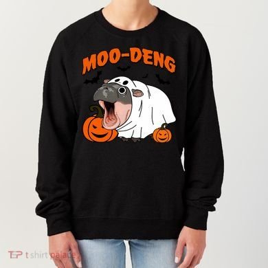 Funny Moo Deng Halloween Boo Ghost Costume Moodeng Lover Women's Sweatshirt