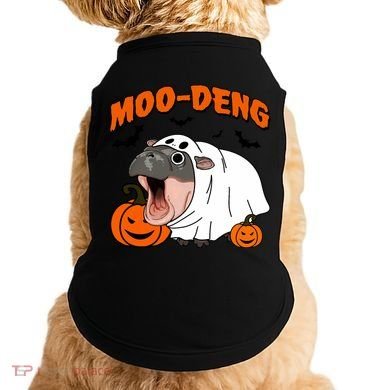 Funny Moo Deng Halloween Boo Ghost Costume Moodeng Lover Doggie Tank