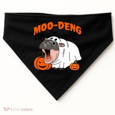 Funny Moo Deng Halloween Boo Ghost Costume Moodeng Lover USA-Made Doggie Bandana