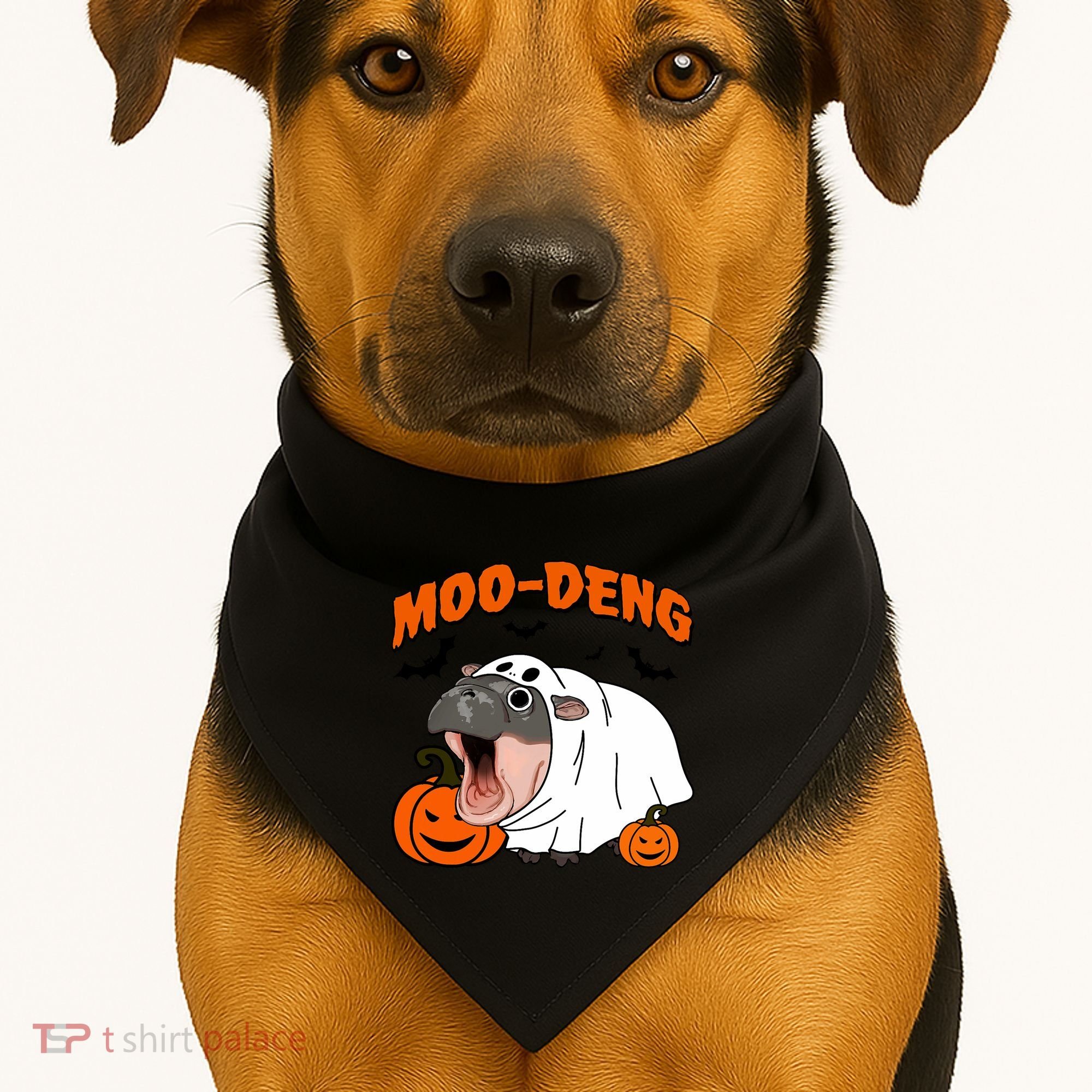 Funny Moo Deng Halloween Boo Ghost Costume Moodeng Lover USA-Made Doggie Bandana