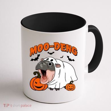 Funny Moo Deng Halloween Boo Ghost Costume Moodeng Lover Coffee Mug back