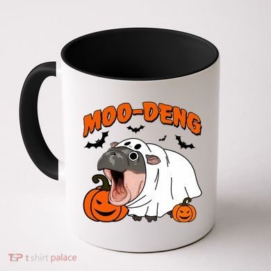 Funny Moo Deng Halloween Boo Ghost Costume Moodeng Lover Coffee Mug