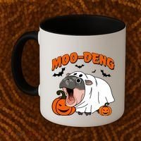 Funny Moo Deng Halloween Boo Ghost Costume Moodeng Lover Coffee Mug thumb 2