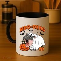 Funny Moo Deng Halloween Boo Ghost Costume Moodeng Lover Coffee Mug thumb 4