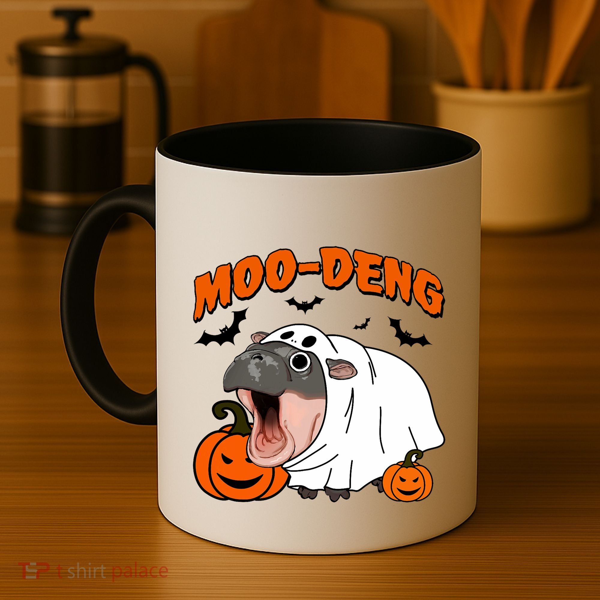 Funny Moo Deng Halloween Boo Ghost Costume Moodeng Lover Coffee Mug