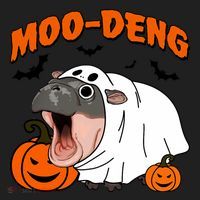Funny Moo Deng Halloween Boo Ghost Costume Moodeng Lover Beanie thumb 2