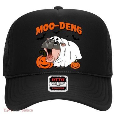 Funny Moo Deng Halloween Boo Ghost Costume Moodeng Lover Hat