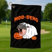 Funny Moo Deng Halloween Boo Ghost Costume Moodeng Lover Golf Towel thumb 1