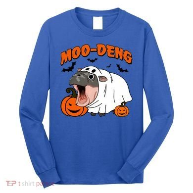 Funny Moo Deng Halloween Boo Ghost Costume Moodeng Lover Long Sleeve Shirt