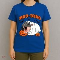 Funny Moo Deng Halloween Boo Ghost Costume Moodeng Lover T-Shirt thumb 4