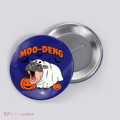 Funny Moo Deng Halloween Boo Ghost Costume Moodeng Lover Button