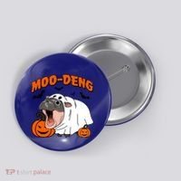 Funny Moo Deng Halloween Boo Ghost Costume Moodeng Lover Button thumb 0