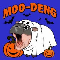 Funny Moo Deng Halloween Boo Ghost Costume Moodeng Lover Coaster thumb 2