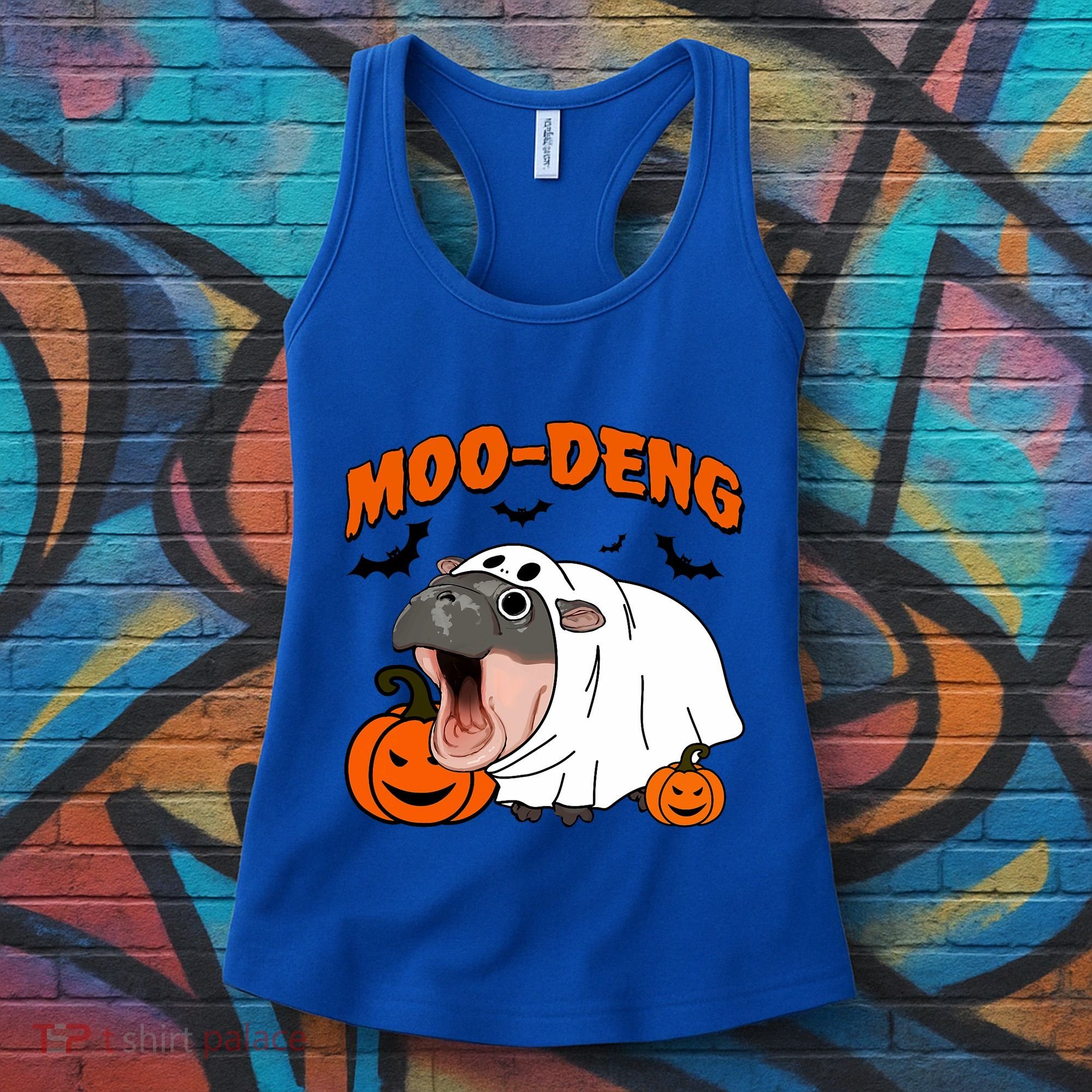 Funny Moo Deng Halloween Boo Ghost Costume Moodeng Lover Women's Tank Top