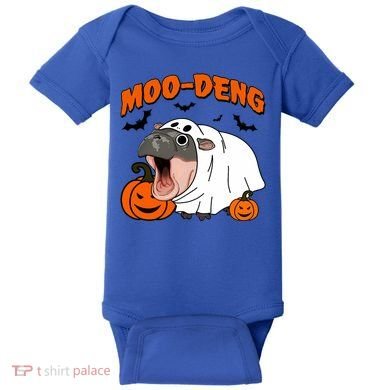 Funny Moo Deng Halloween Boo Ghost Costume Moodeng Lover Baby Bodysuit