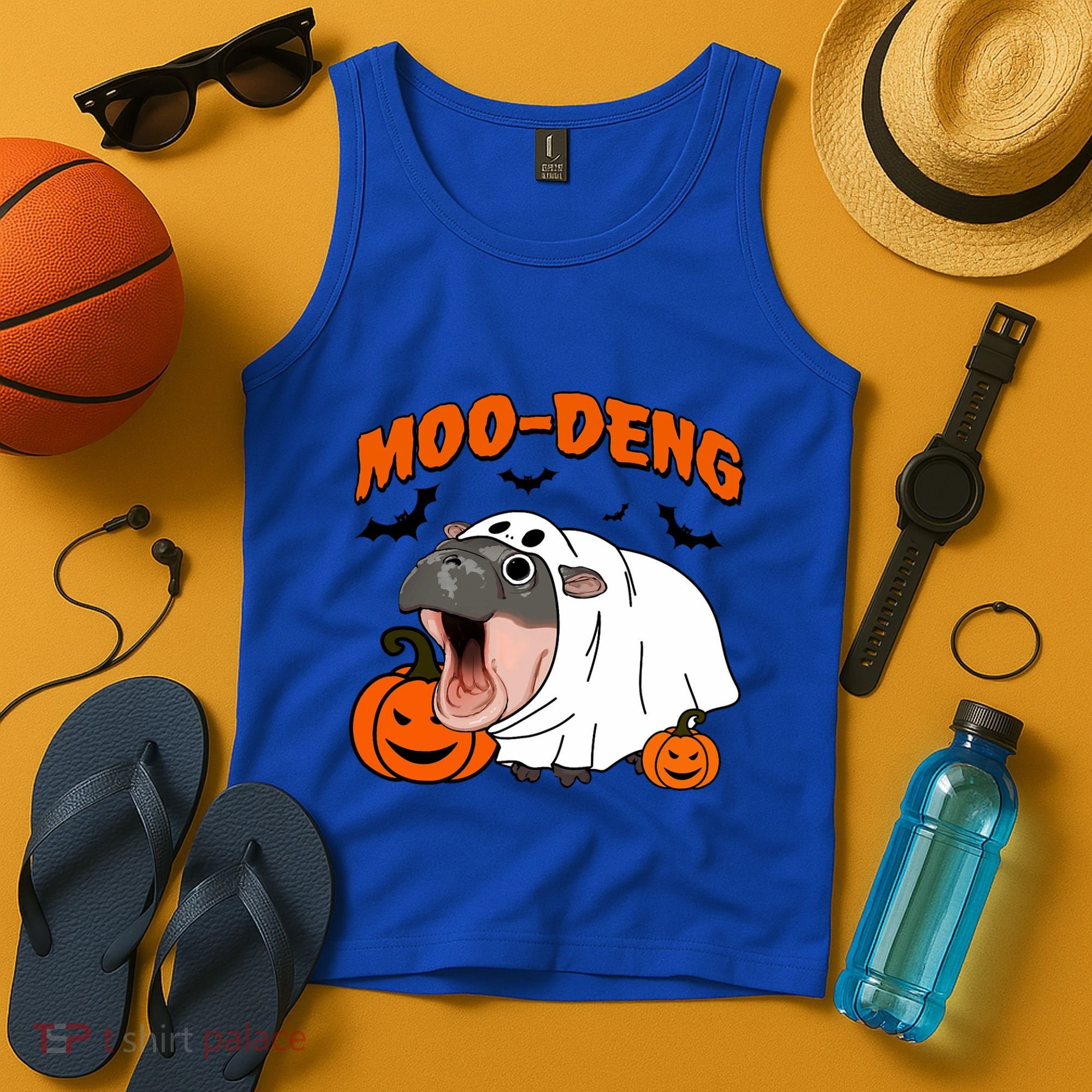 Funny Moo Deng Halloween Boo Ghost Costume Moodeng Lover Tank Top