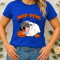 Funny Moo Deng Halloween Boo Ghost Costume Moodeng Lover Women's T-Shirt thumb 2