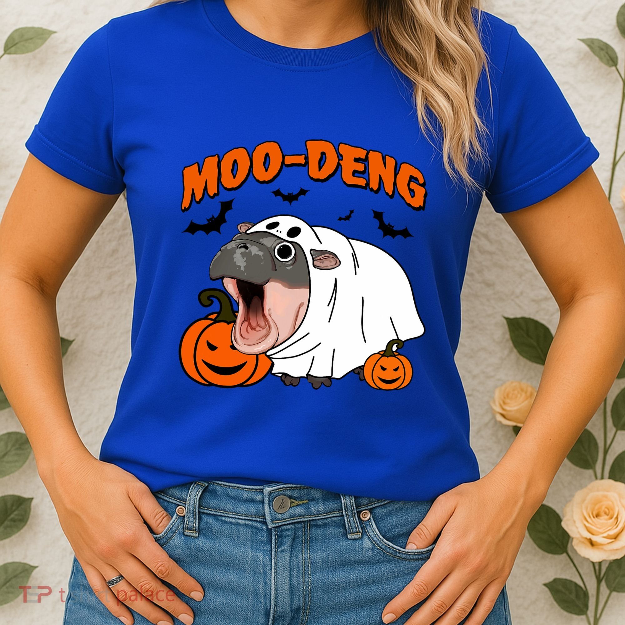 Funny Moo Deng Halloween Boo Ghost Costume Moodeng Lover Women's T-Shirt
