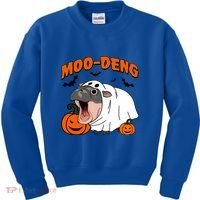 Funny Moo Deng Halloween Boo Ghost Costume Moodeng Lover Kids Sweatshirt thumb 0