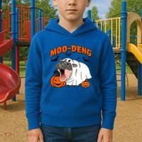 Funny Moo Deng Halloween Boo Ghost Costume Moodeng Lover Kids Hoodie thumb 2