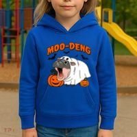 Funny Moo Deng Halloween Boo Ghost Costume Moodeng Lover Kids Hoodie thumb 3