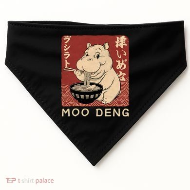 Funny Moo Deng Ramen Noodle Japanese USA-Made Doggie Bandana