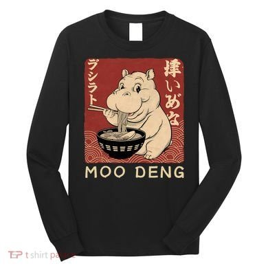 Funny Moo Deng Ramen Noodle Japanese Long Sleeve Shirt
